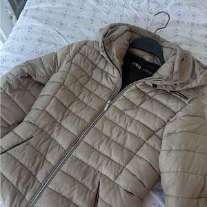 Zara Beige Quilted Jacket